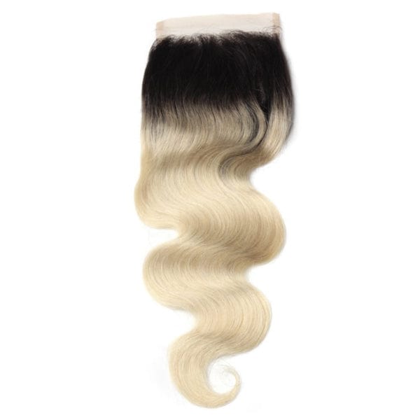 Blonde with Black Roots Body Wave Closure - Bossette Hair