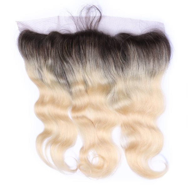 613 Blonde With Black Roots Body Wave Frontal - Bossette Hair